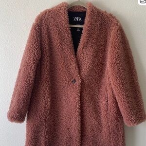 Zara Blush Teddy Jacket